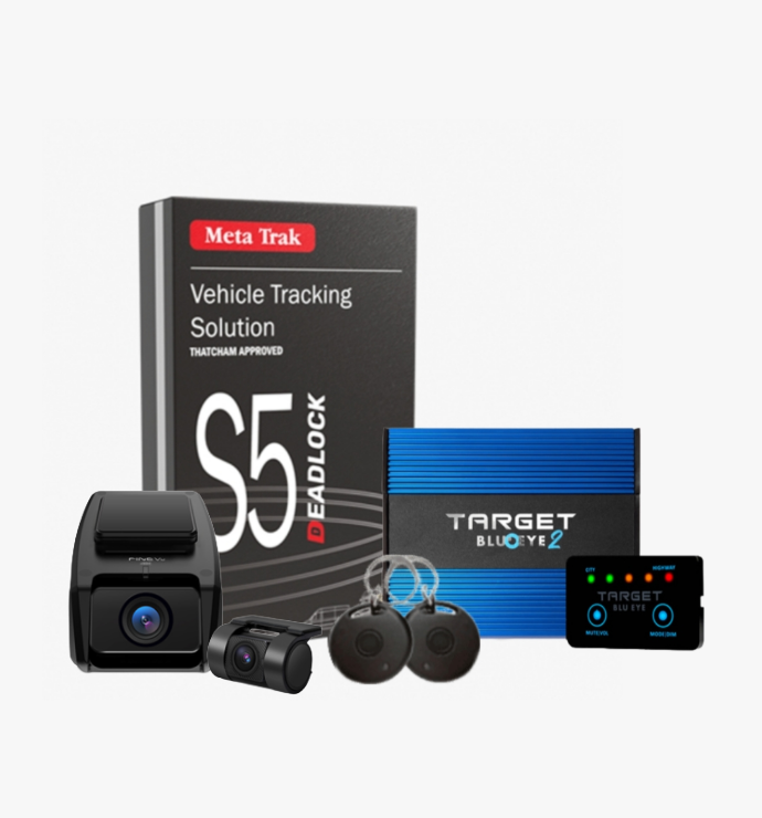 Meta Trak S5 Deadlock, FineVu GX1600 Front & Rear Hardwire and Target Blu Eye 2 (LCD Version)