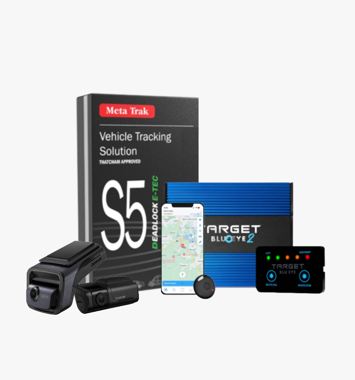 Meta Trak S5 Deadlock E-TEC, Thinkware Dash Cam U3000 Front & Rear and Target Blu Eye 2 (LCD Version)