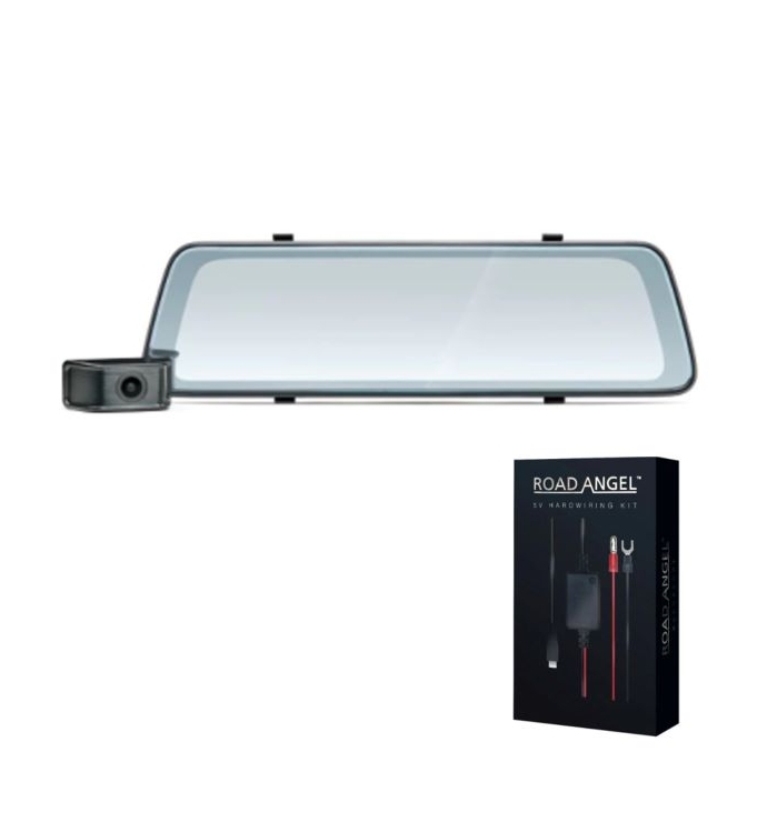 Road Angel | Halo View Rear View Mirror and Dash Cam With Hardwire Kit Included