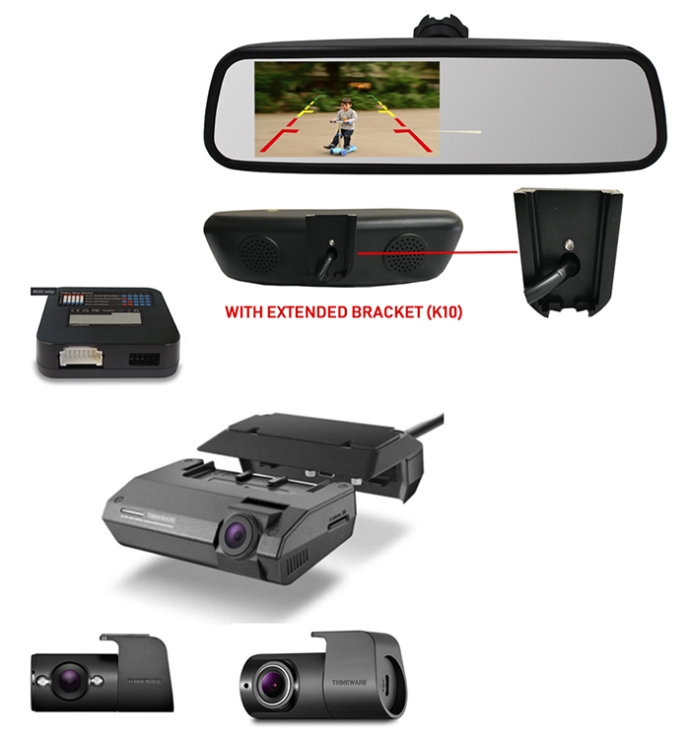 Thinkware | Dash Cam F790 Car Package With InCarTech | 4.5 inch Rear view mirror monitor (With extended K10 Bracket)