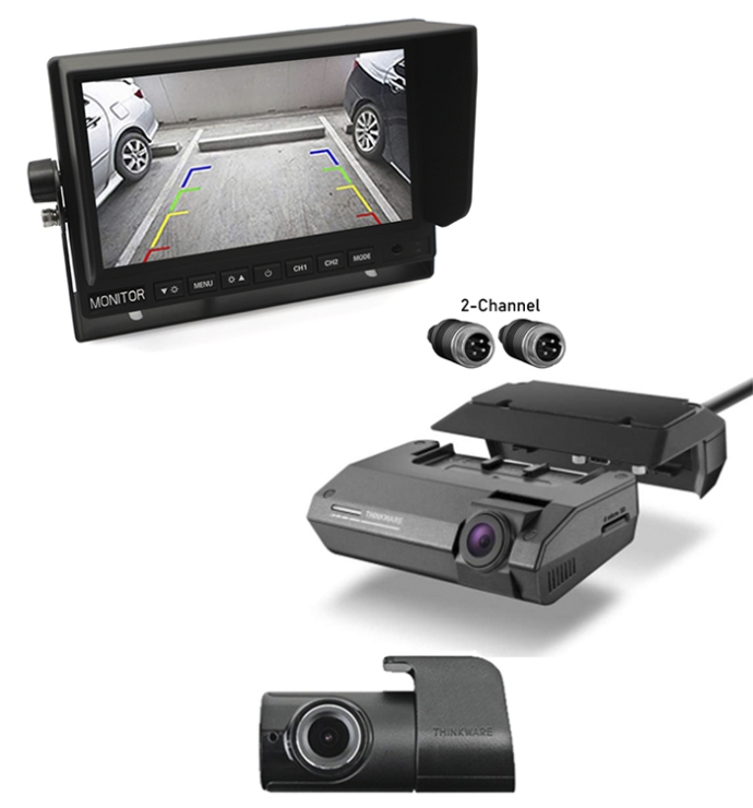 Thinkware | F790 2CH 32Gb With InCarTech 7 inch Rear View Camera Monitor/Screen (4 PIN Connection)