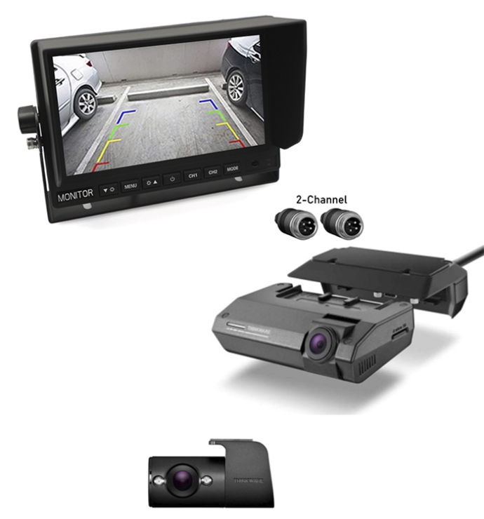 Thinkware | F790 2CH with Internal IR Camera & InCarTech 7 inch Rear View Camera Monitor/Screen (4 PIN Connection)