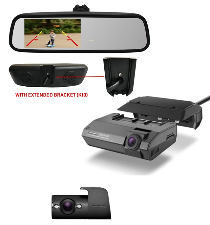 Thinkware | F790 2CH with Internal IR Camera & InCarTech 4.5 inch Rear view mirror monitor (With extended K10 Bracket)