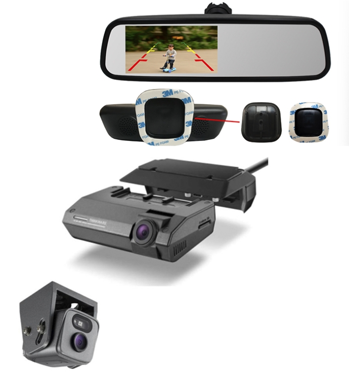 Thinkware | Dash Cam F790 2CH Hardwire With External Rear & InCarTech 4.5 inch Rear view mirror monitor (Universal Window Mount)Camera