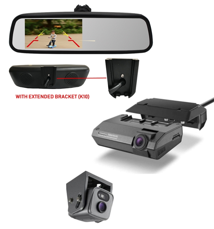 Thinkware | Dash Cam F790 2CH Hardwire With External Rear & InCarTech 4.5 inch Rear view mirror monitor (With extended K10 Bracket)