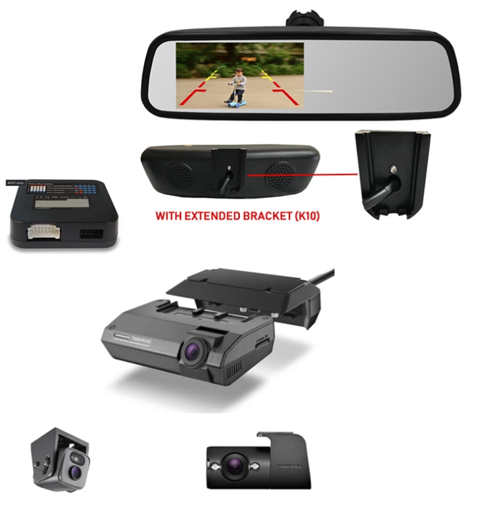 Thinkware | Dash Cam F790 Commercial Package 1 With InCarTech 4.5 inch Rear view mirror monitor (With extended K10 Bracket)