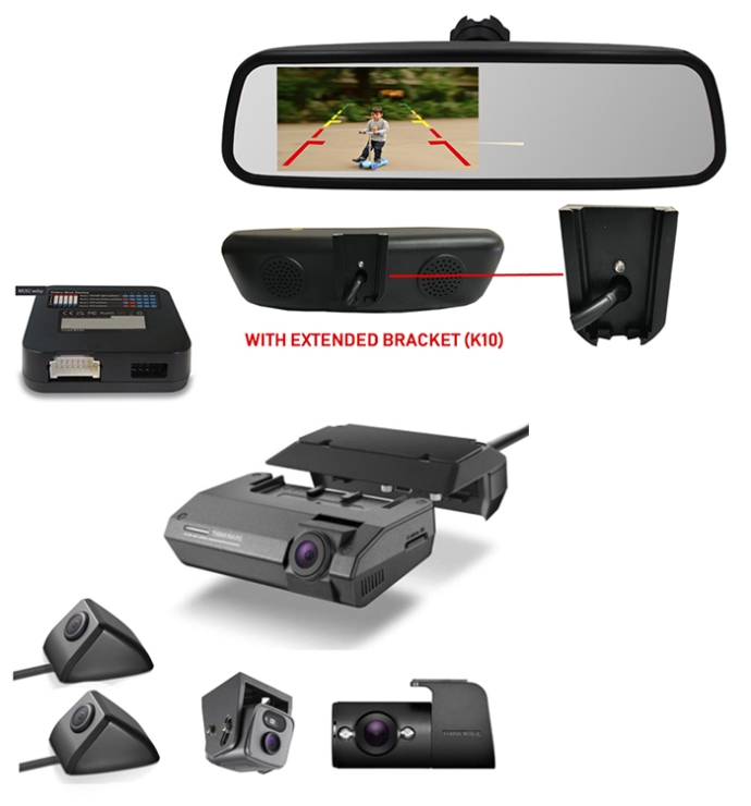Thinkware | Dash Cam F790 Commercial Package 4 With InCarTech 4.5 inch Rear view mirror monitor (With extended K10 Bracket)