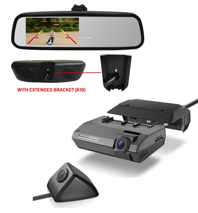 Thinkware | Dash Cam F790 With External Side Camera & InCarTech 4.5 inch Rear view mirror monitor (With extended K10 Bracket)